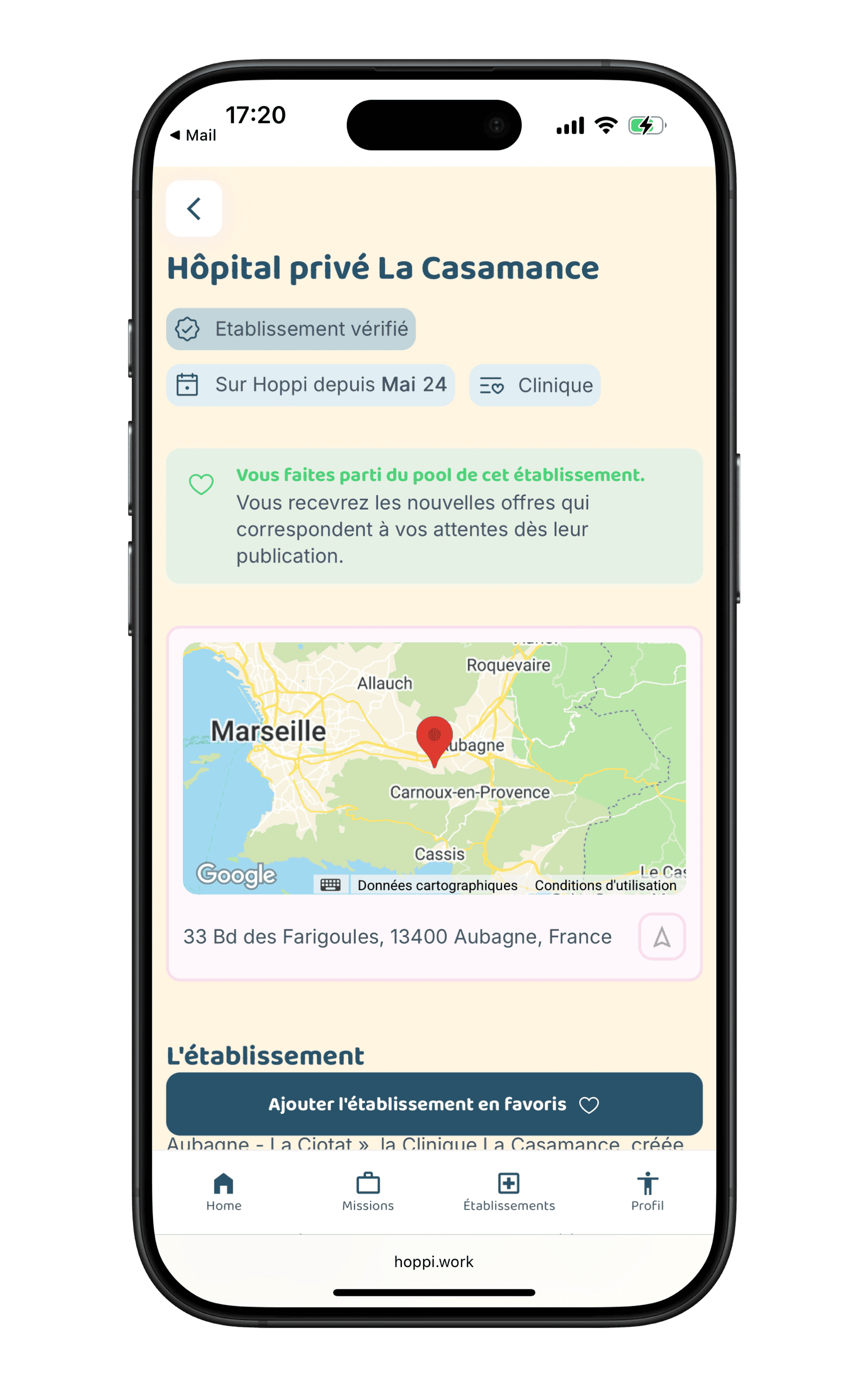 Photo de l'app sur iPhone.