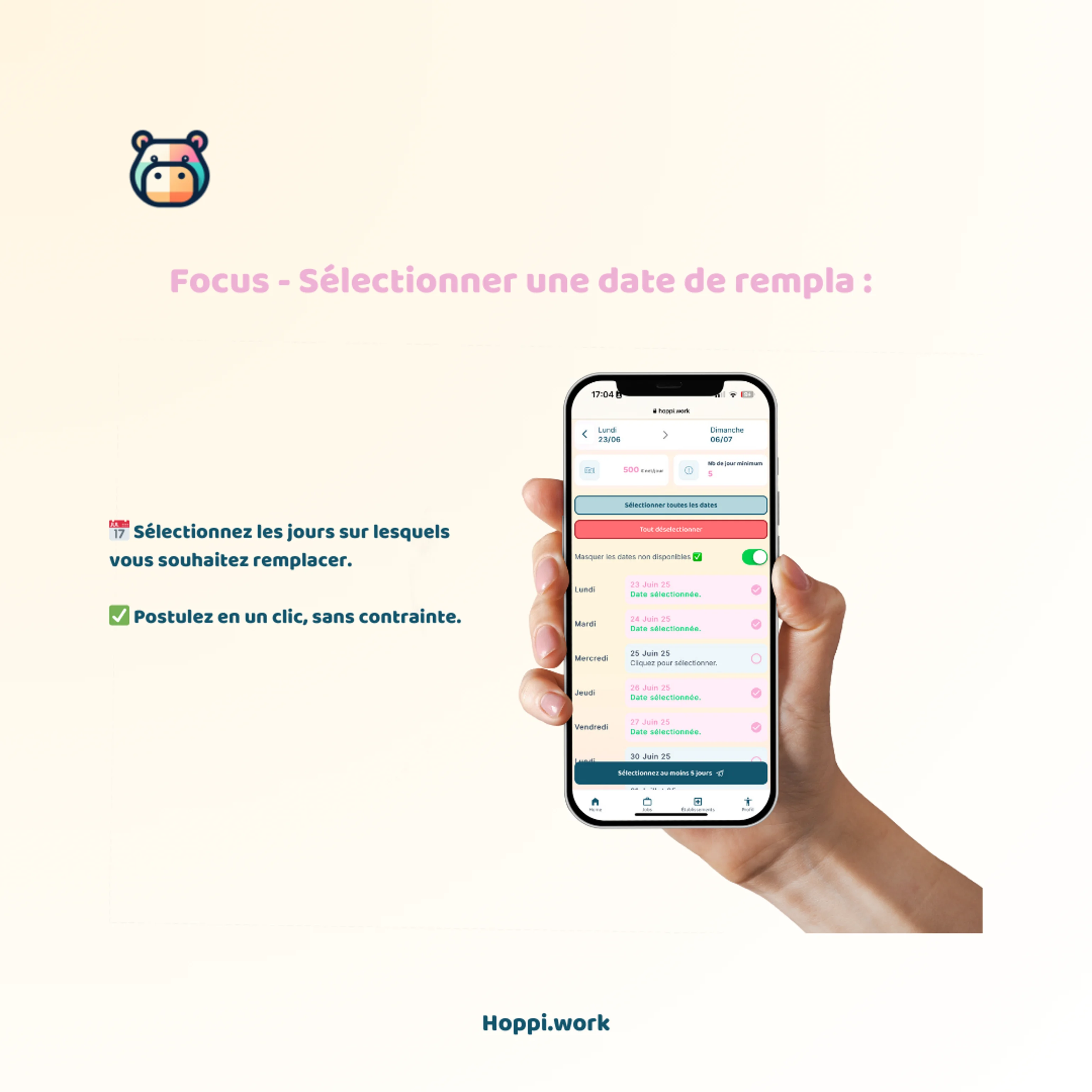 Focus sur une fonctionnalité clé : choisir ses jours de remplacement